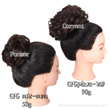Wholesale Blonde Grey Messy Vigorous Synthetic Hair Bun Elastic Scrunchie Extensions Chignon Extensions For Women Wrap Ponytail
